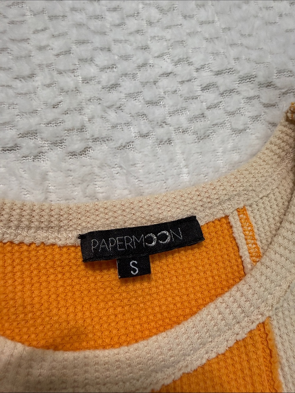 Papermoon Orange & Cream Colorblock Ribbed Tank - Picture 2 of 3